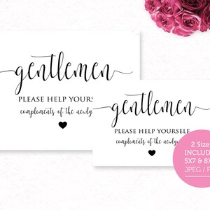 Wedding Bathroom Sign Printable,gentlemen Sign,ladies Bathroom Sign ...