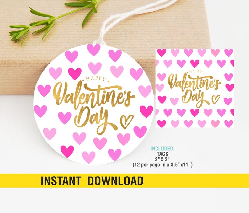 Printable Valentine Gift Tags Happy Valentine Day Tags Instant Download Valentine Gift Tags Paper Paper Party Supplies