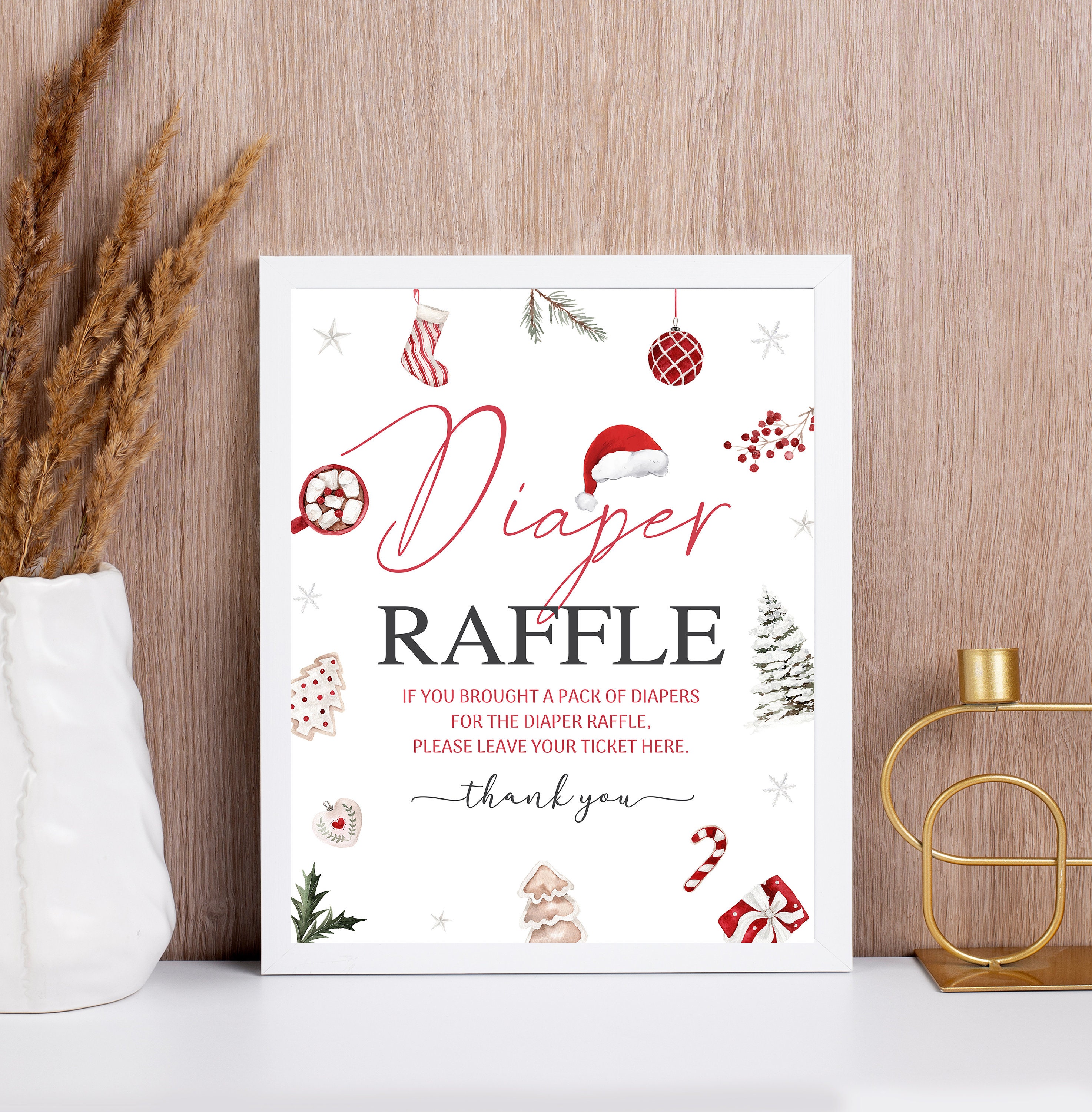 Santa Images Raffle Santa Baby Diaper Raffle Sign, Printable Christmas Baby Shower, Diaper ...