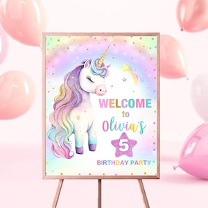 Unicorn Birthday Welcome Sign Editable, Unicorn Welcome Sign Template, Magical Celebration Party Welcome Board Printable Instant Download
