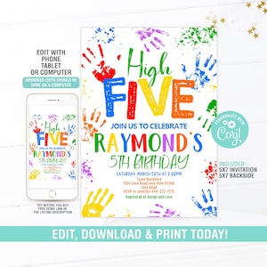 High Five Birthday Invitation, High Five Invite EDITABLE, High Five Invite, Instant Download
