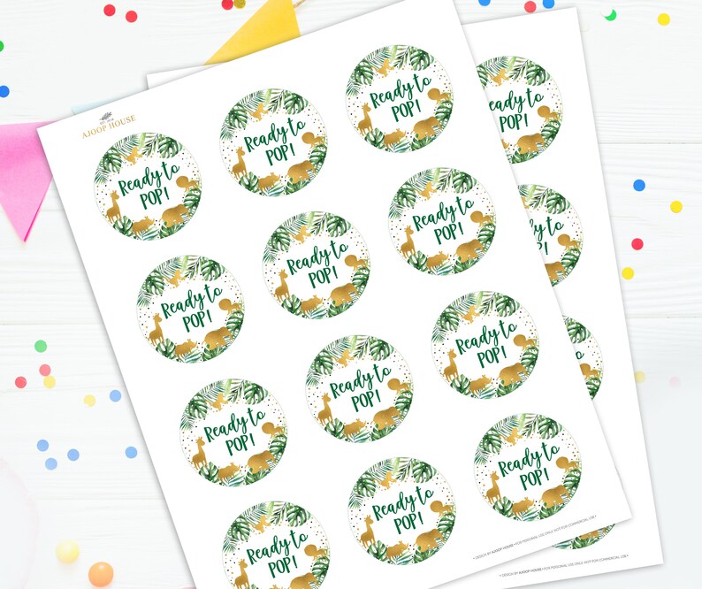 Safari Theme Ready To Pop Favor Toppers Ready To POP Safari Labels Printable Stickers Baby Shower Favor Baby Shower Gift Tag Printable