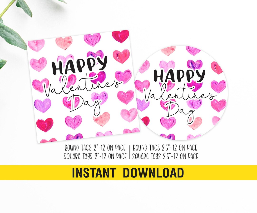 Valentine Gift Tags, Printable Valentine Gift Tags, Happy Valentine Day ...