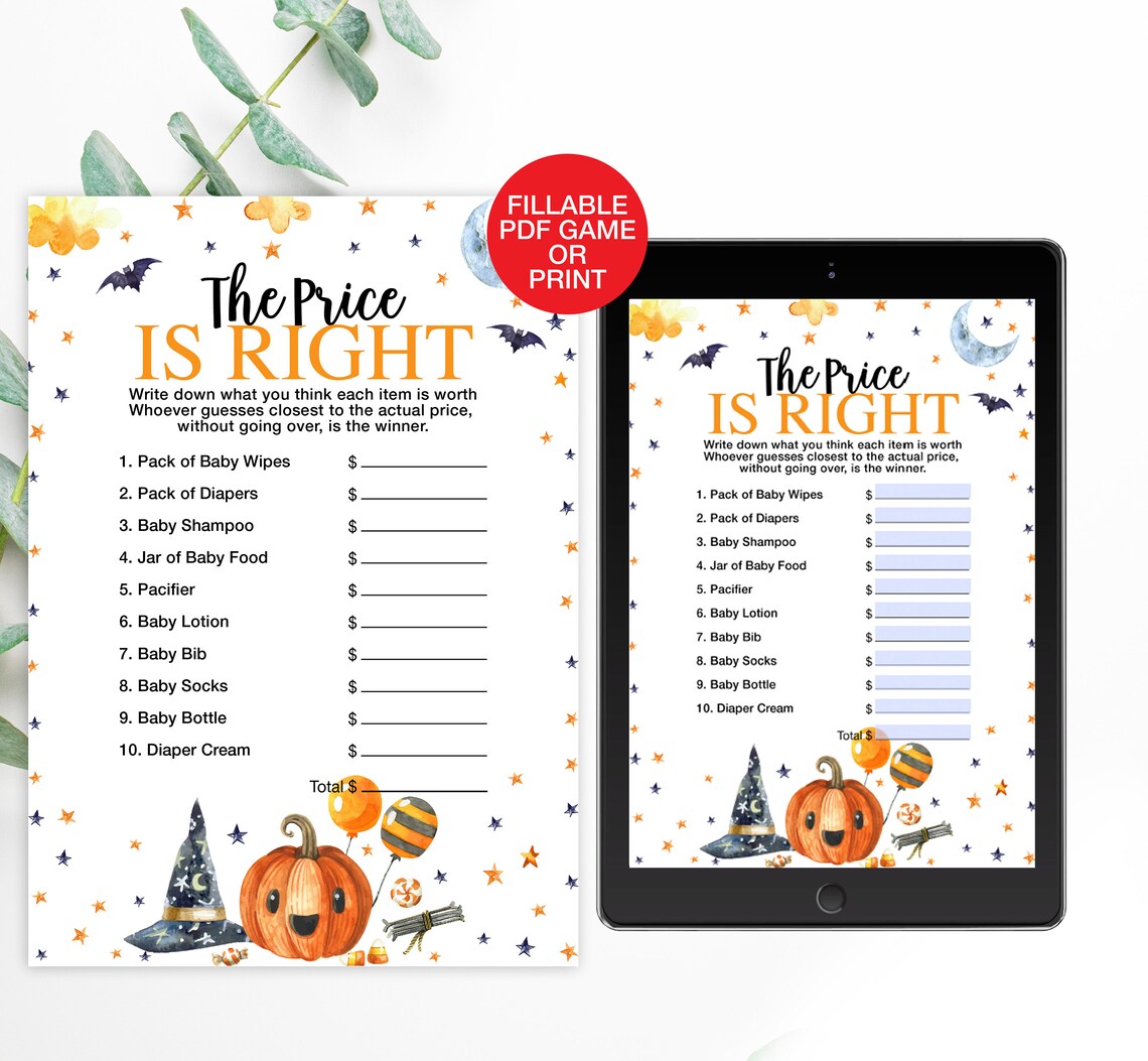 Halloween Baby Shower Games Printable Fillable, Witch Baby Shower Games