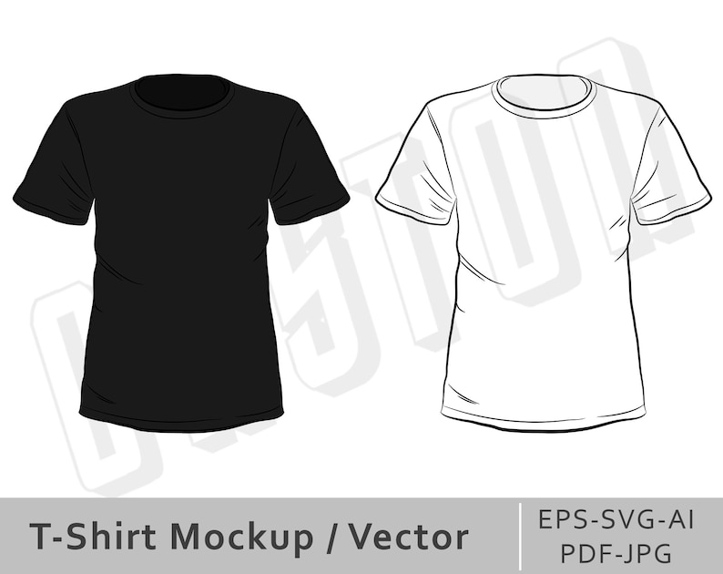 Download Tshirt Mockup Svg Black T-shirt Vector White Shirt Mock up | Etsy