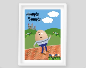Humpty Dumpty Nursery Rhyme Print, Playroom Wall Art