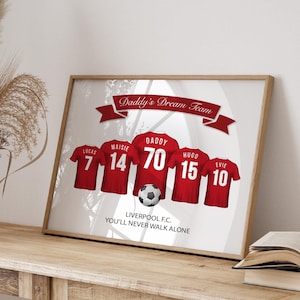 Personalisierte Familie Fußball Druck, Vatertagsgeschenk für ihn, Geburtstagsgeschenk Papa Papa | Geschenk 40er 50er 60er 70er | 1921 Trikot Man Utd