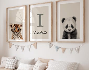 Safari Animal Prints Personalised with Name and Initial, Digital Download Option