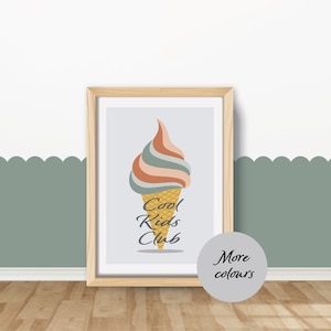 Ice Cream Poster, Cool Kids Club Print, Nursery Print, Playroom Print, Kids Bedroom, Boho Scandi Art, Positive Affirmation, Sibling Print