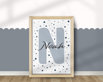 Polka Dot Initial Nursery Print, Personalised Baby Gift