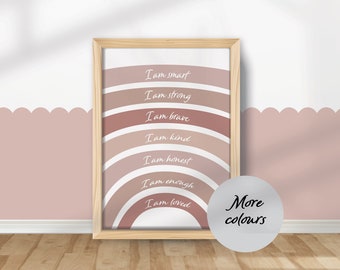 Rainbow Affirmation Print, Girls Nursery Decor, Kids Room Poster