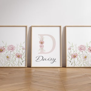 Wildflower Nursery Print Set, Personalized Name, Boho Floral Decor - Etsy