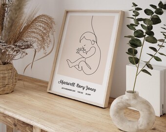 Personalized Baby Birth Print | Line Art Nursery Decor