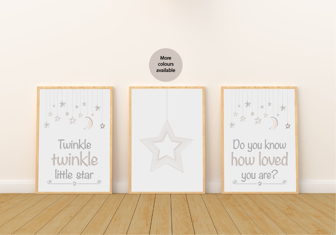 Twinkle Twinkle Nursery Print Set | Moon Stars Decor - Etsy