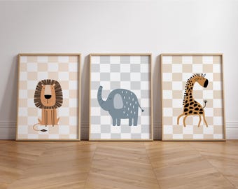 Safari Animal Nursery Prints | Scandi Kids Wall Art