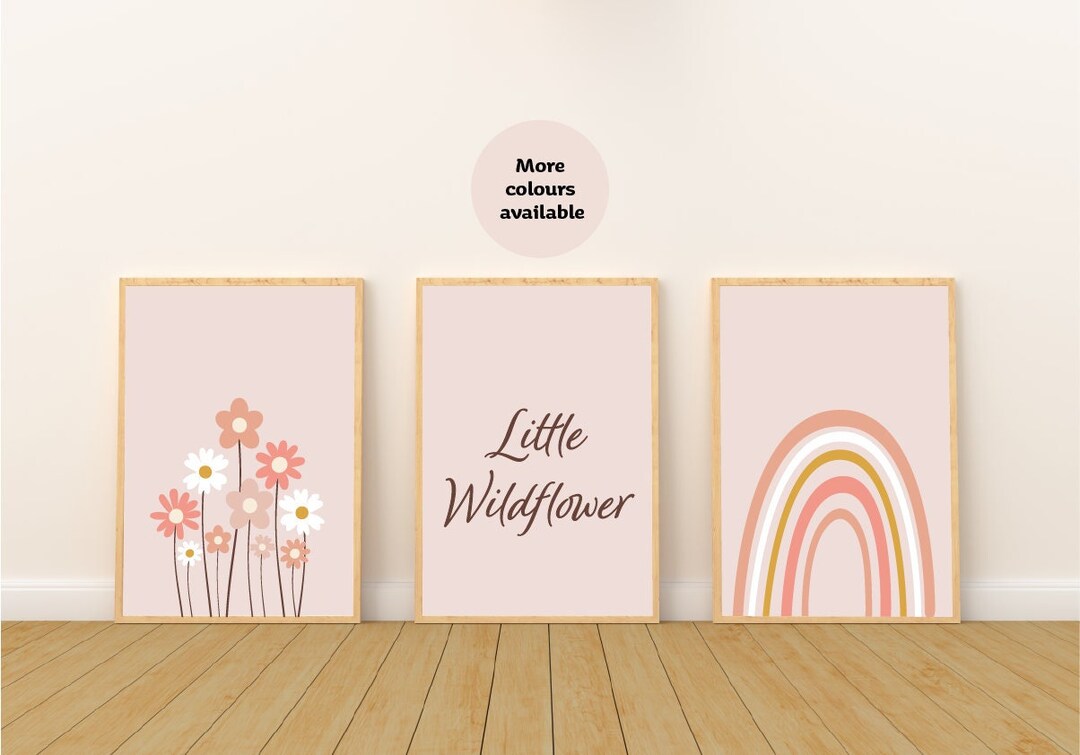 Wildflower Nursery Print Set of 3 | | Pink Nursery Decor Girl | Baby ...