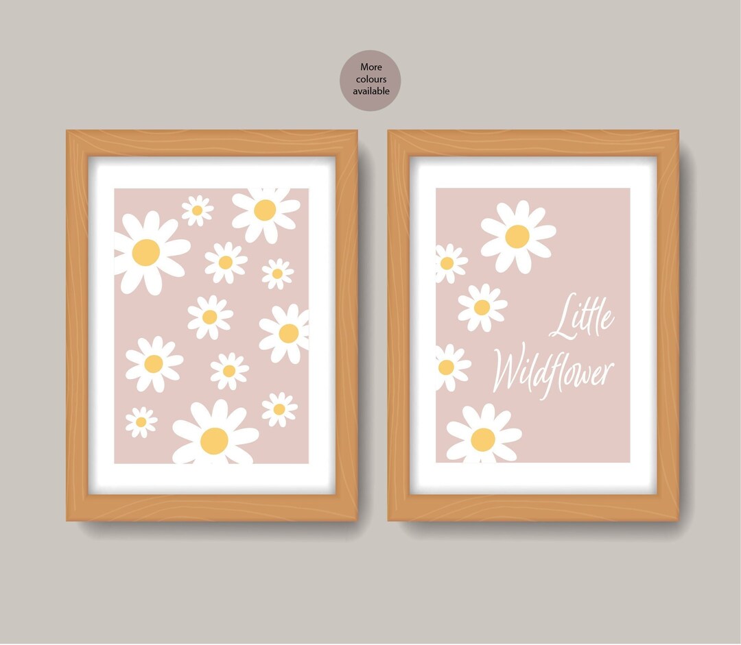 Daisy Nursery Print Set | 'little Wildflower' Floral Wall Art - Etsy