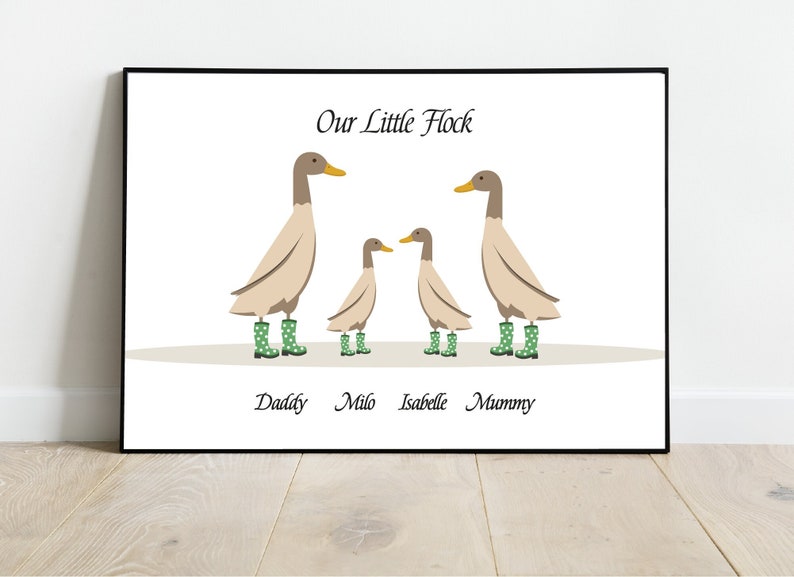 Personalized Duck Family Print, Custom Children Grandchildren Art - Etsy