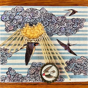 Mixed Media Sun & Birds Wall Art