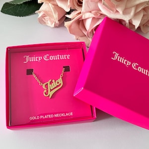 Juicy Couture Gold Plated Name Plate Pendant Necklace