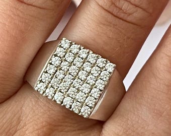 Diamonique Sterling Silver Cubic Zirconia Bling Ring UK Size: V