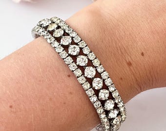 Brazalete abierto brillante estilo Hollywood antiguo de los años 50