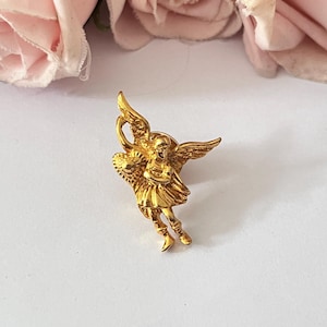 Kirks Folly Gold Plated Cherub Angel Push Pin Badge Brooch