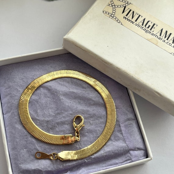 Gorgeous 1980s Gold Plated Chain Bracelet 7.75 In… - image 3