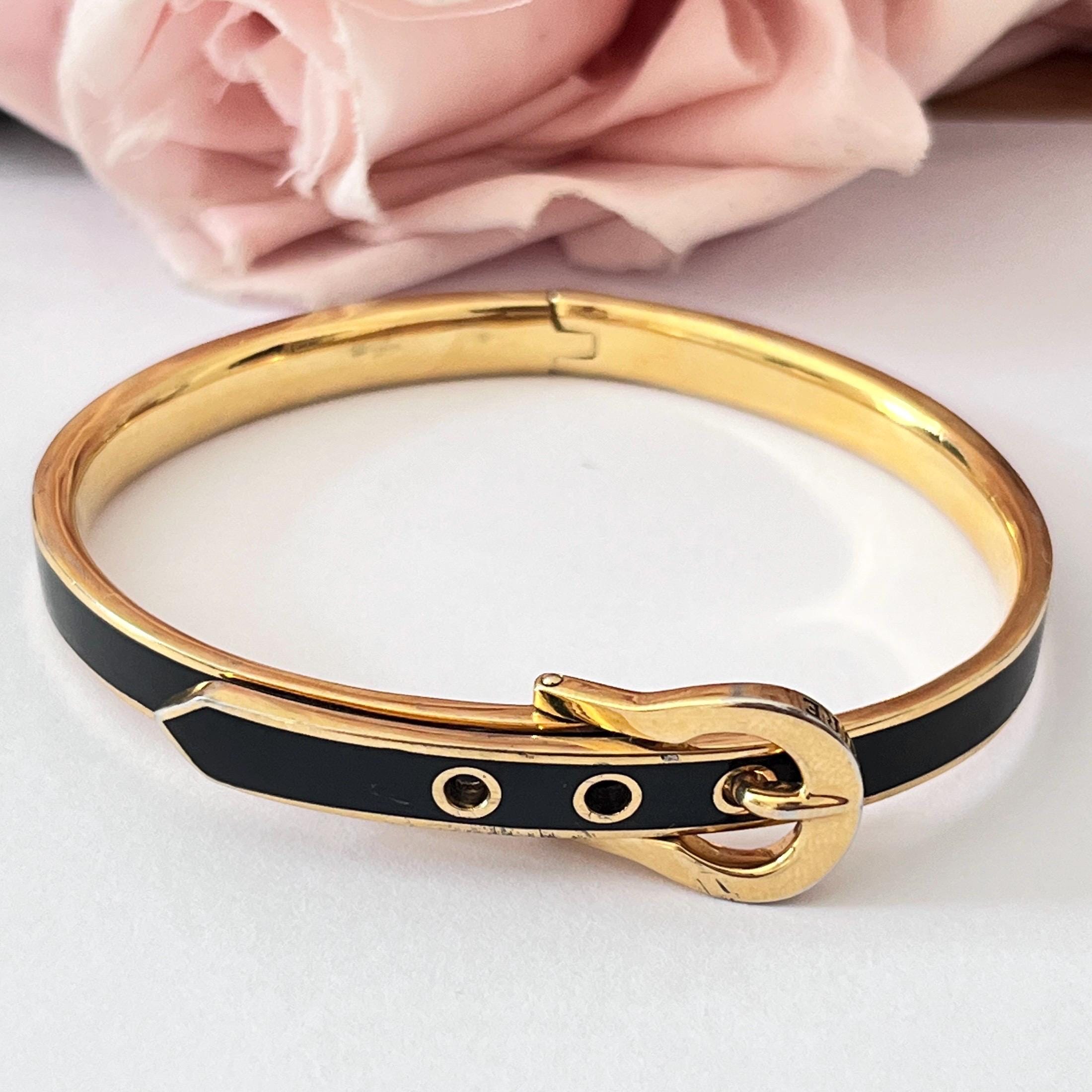 Juicy Couture Y2K 2000s Gold Plated Black Enamel Bangle  display picture 2