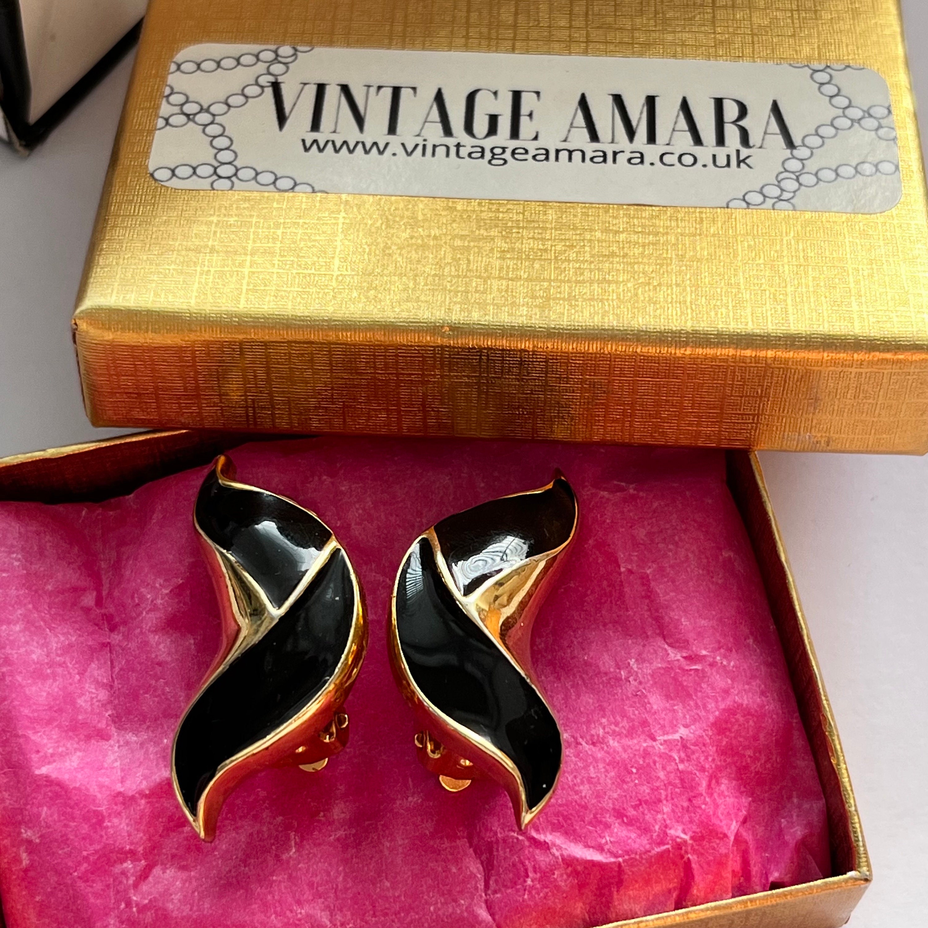 Paire De Clips à Cheveux Noirs Vintage Des Années 1960 - Très Bon état à Nettoyer