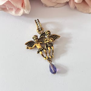 Kirks Folly Gold Plated Cherub Angel Aurora Borealis Diamanté Charm Pendant