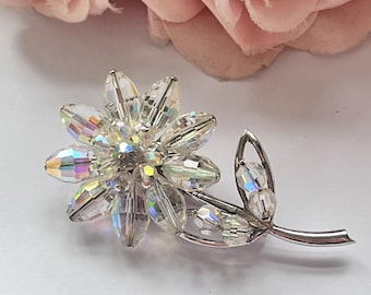 Broche Ancienne Art Déco/Nouveau – Argent Massif 925 – Bouquet De Fleurs