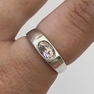 Sterling Silver Pink Cubic Zirconia Bling Ring UK Size: I 1/2