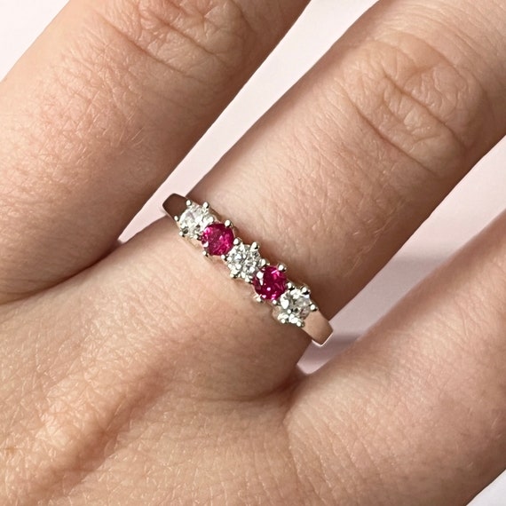 Sterling Silver Sparkly Hot Pink Silver Cubic Zir… - image 1