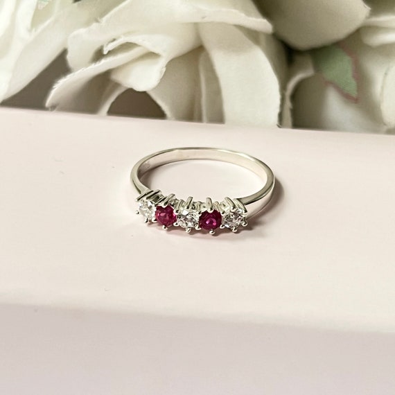 Sterling Silver Sparkly Hot Pink Silver Cubic Zir… - image 3