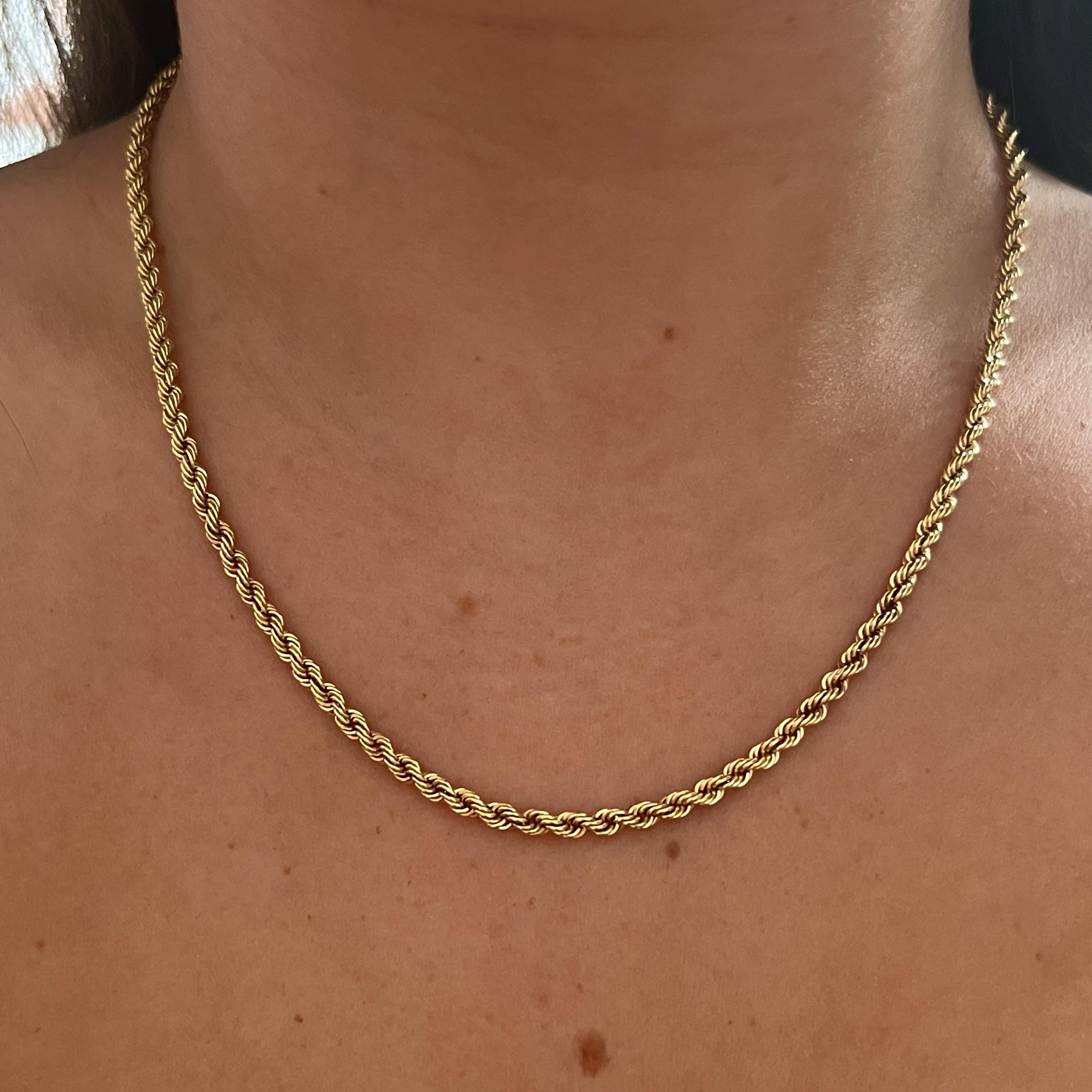 1980s 9ct Bonded Gold on Sterling Silver Rope Chain 17.75 Inch
