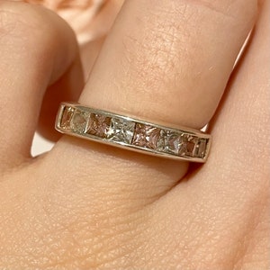 Sterling Silver Sparkly Pink Cubic Zirconia Bling Ring UK Size: M