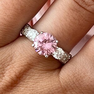 Sterling Silver Pink Cubic Zirconia Bling Ring UK Size: P 1/2