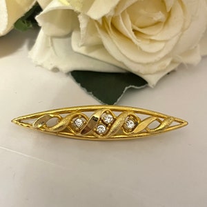 1980s Sparkly Diamanté Gold Plated Brooch