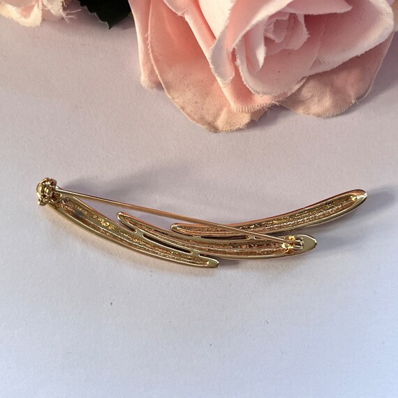 1980s Gold Plated Sparkly Diamanté Brooch - image 3