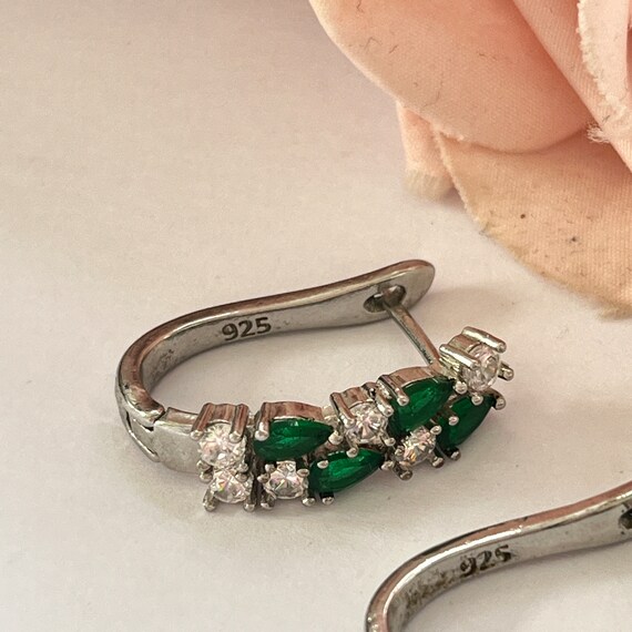 Sparkly Emerald Green Silver Cubic Zirconia Sterl… - image 3