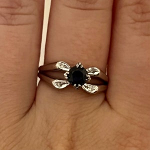 Sterling Silver Iolite And Cubic Zirconia Bling Ring UK Size: N 1/2