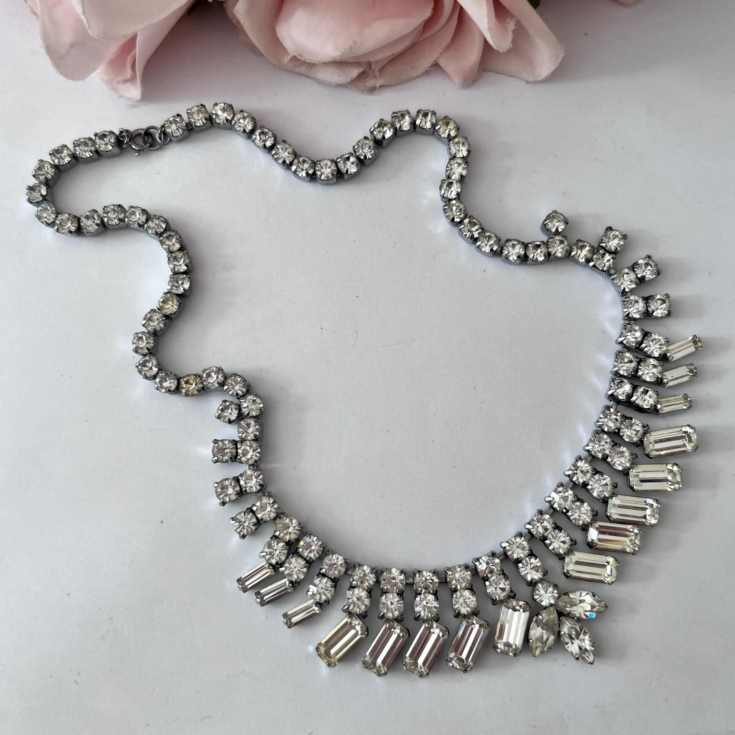 Beautiful 1950s Diamanté Sparkly Old Hollywood Silver Tone