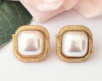 Ancienne Paire De Boucle D'oreille Plaquer Or Createur clips perle