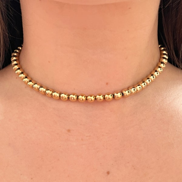 1980s Gold Plated Statement Ball Chain Necklace