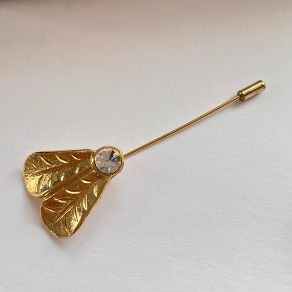 Broche Ronde Vintage Des Années 80 - Plaqué Or Et Strass Couleur Citrine - Diamètre 2.4 Cm