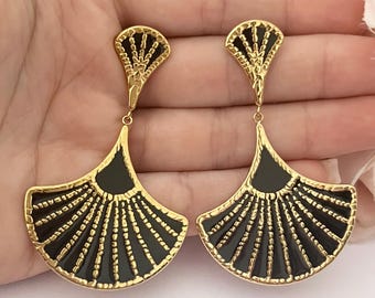 Boucles D'oreilles Vintage Plaquées Or - Multicouleur, Taille Unique - Occasion