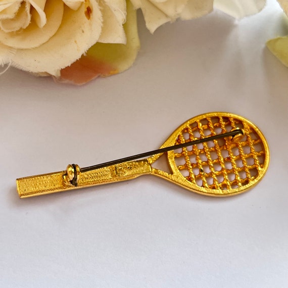 1980s Tennis Red Diamanté Sparkly Gold Plated Bro… - image 2