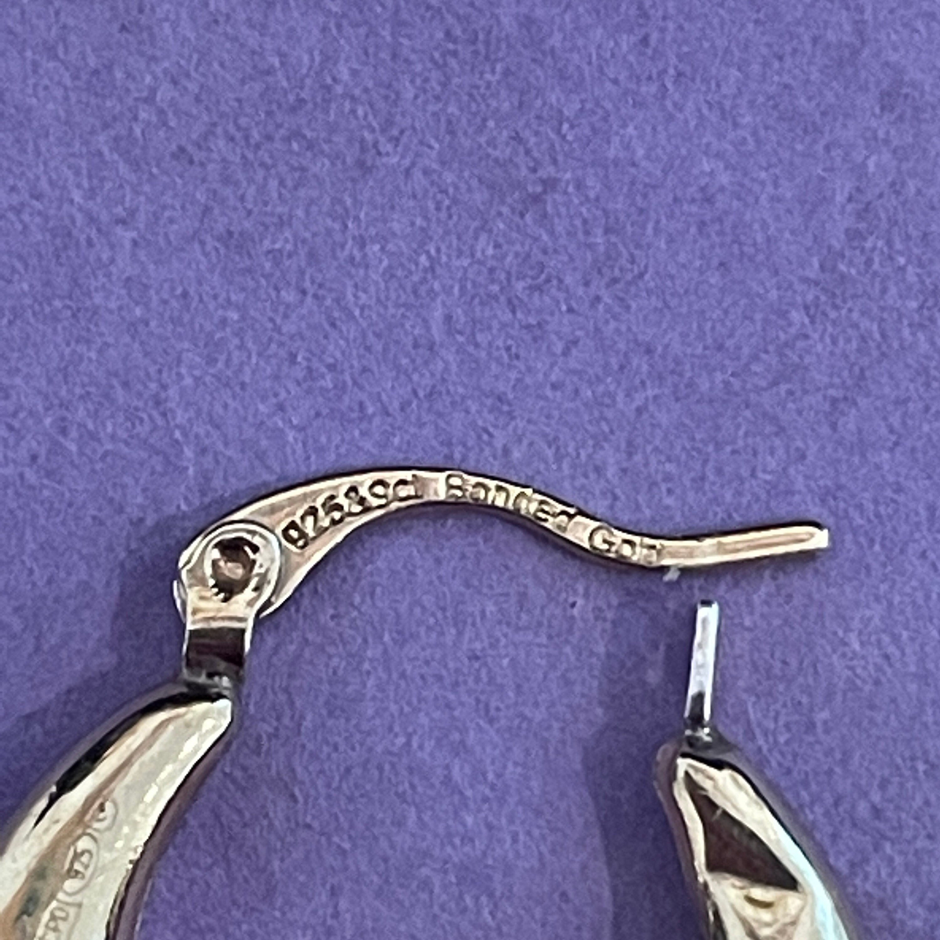 9ct Bonded Gold on Sterling Silver Sparkly Hoop Earrings Etsy