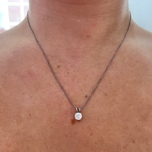 Sparkly Sterling Silver 0.75 Carat Round Cut Cubic Zirconia Pendant Necklace